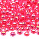 Peach Red AB Resin Flat Back Pearls Multi Sizes WholesaleRhinestone